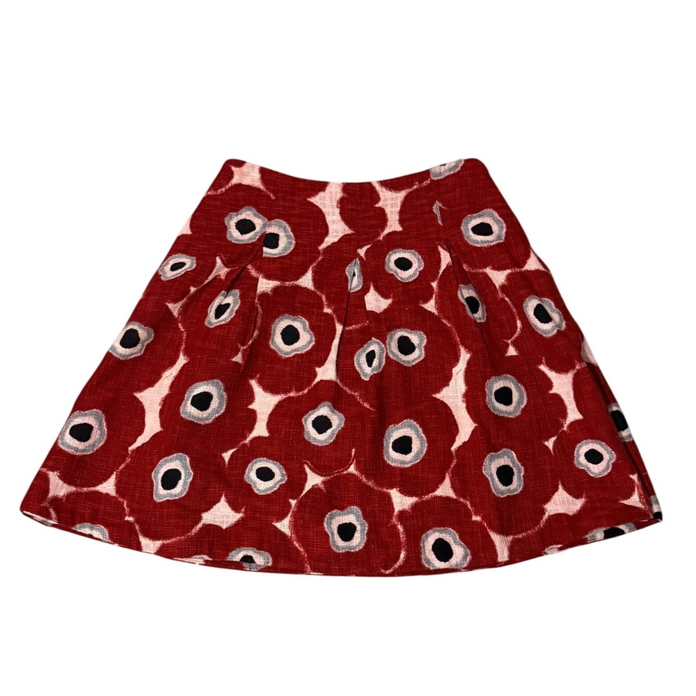 The Limited Red Floral Poppy Print A-Line 100% Cotton Skirt Size Medium Lined